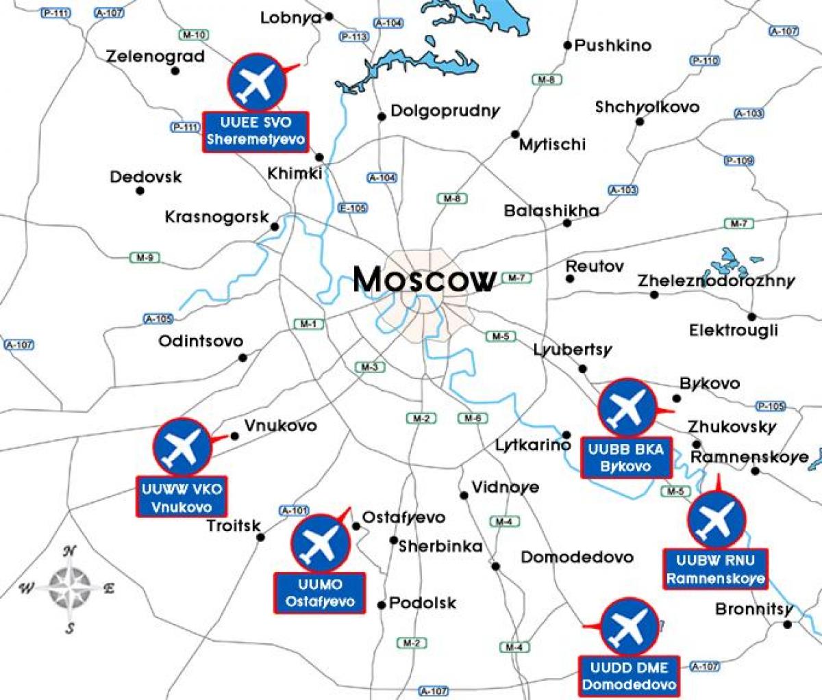 kaart Moskva lennujaamad