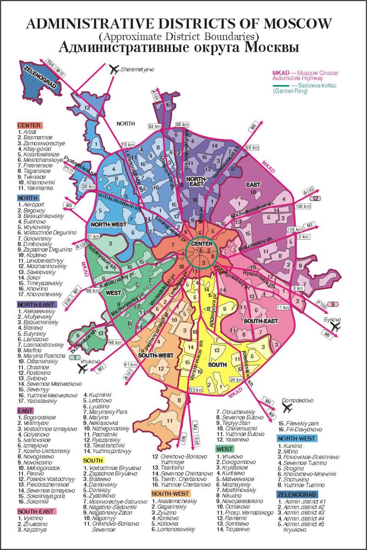 kaart Moskva arrondissement